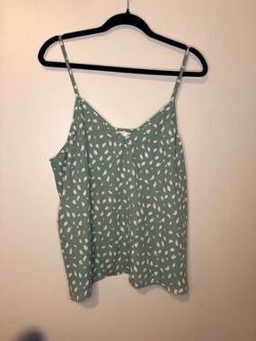 A.Bound Teal Abstract Print Cami Tank Top XL Flowy Lightweight Minimalist Chic